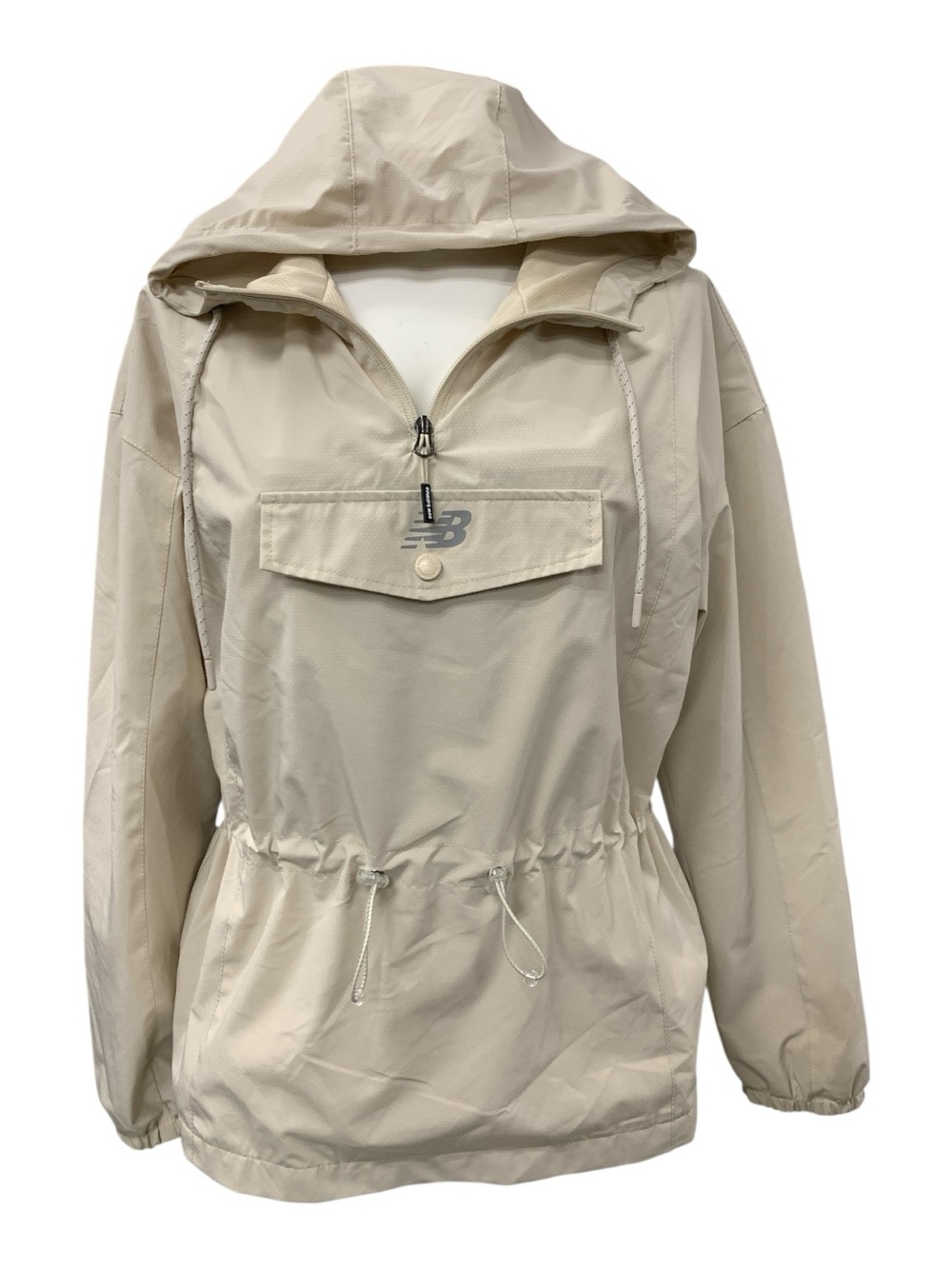 New Balance Women's Cream Hooded Anorak Pullover Jacket Size M